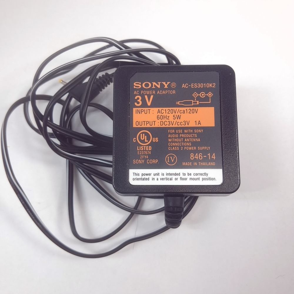 Genuine Sony AC-ES3010K2 AC power Adapter Supply cord for MiniDisc Players DC 3V